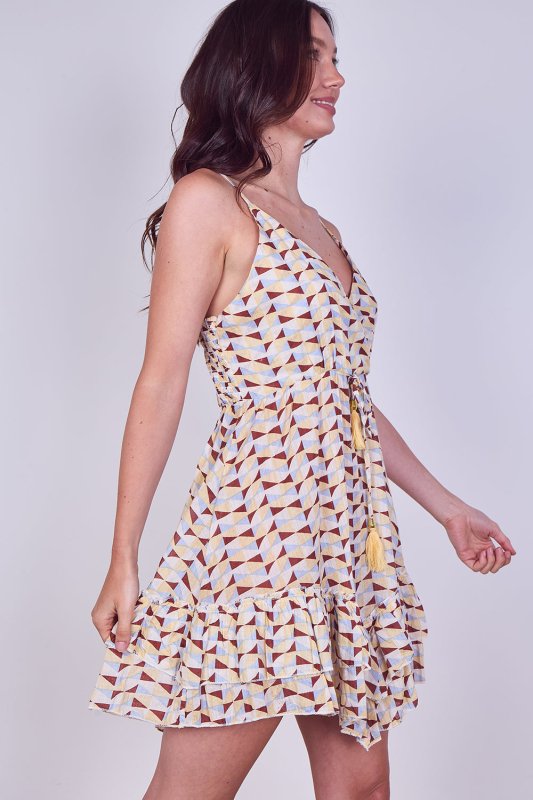 Boho Printed Cotton Mini Dress – Lightweight Summer Strappy Dress - Dresses - British D'sire
