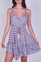 Boho Printed Cotton Mini Dress – Lightweight Summer Strappy Dress - Dresses - British D'sire