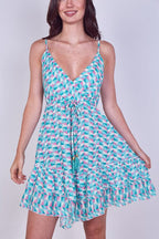 Boho Printed Cotton Mini Dress – Lightweight Summer Strappy Dress - Dresses - British D'sire