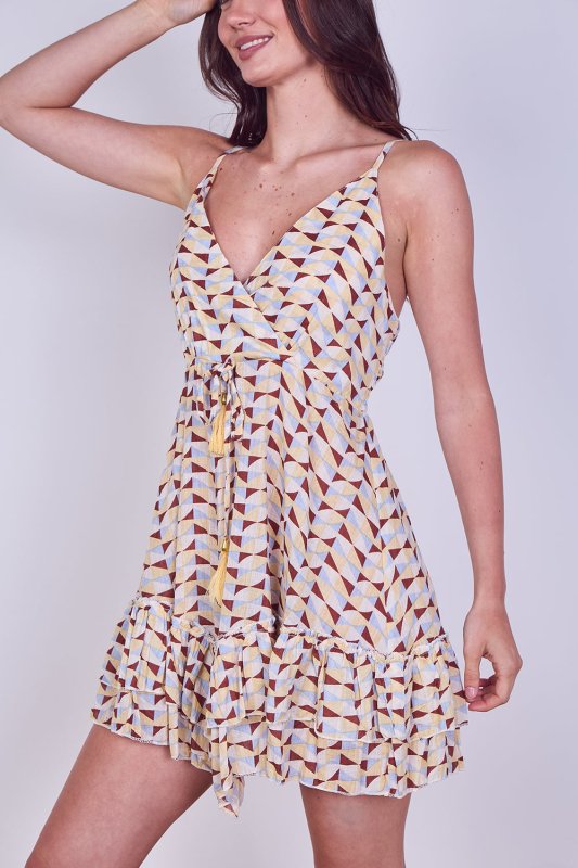 Boho Printed Cotton Mini Dress – Lightweight Summer Strappy Dress - Dresses - British D'sire