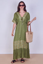 Boho Sequin leaf Embroidered Maxi Dress - Dresses - British D'sire