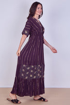 Boho Sequin leaf Embroidered Maxi Dress - Dresses - British D'sire