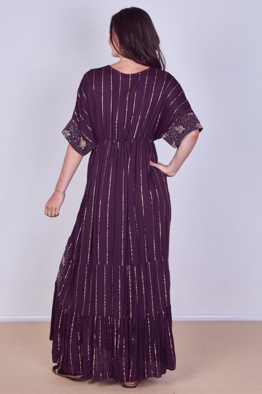 Boho Sequin leaf Embroidered Maxi Dress - Dresses - British D'sire