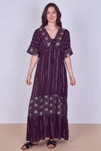 Boho Sequin leaf Embroidered Maxi Dress - Dresses - British D'sire