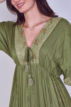 Boho Sequin leaf Embroidered Maxi Dress - Dresses - British D'sire