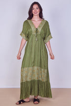 Boho Sequin leaf Embroidered Maxi Dress - Dresses - British D'sire