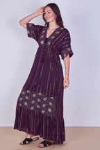 Boho Sequin leaf Embroidered Maxi Dress - Dresses - British D'sire