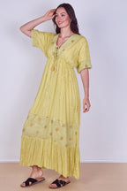 Boho Sequin Square Embroidered Maxi Dress - Dresses - British D'sire