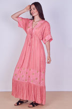 Boho Sequin Square Embroidered Maxi Dress - Dresses - British D'sire