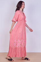 Boho Sequin Square Embroidered Maxi Dress - Dresses - British D'sire