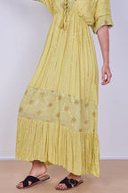 Boho Sequin Square Embroidered Maxi Dress - Dresses - British D'sire