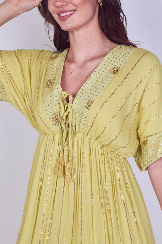 Boho Sequin Square Embroidered Maxi Dress - Dresses - British D'sire