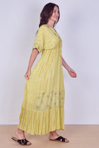 Boho Sequin Square Embroidered Maxi Dress - Dresses - British D'sire