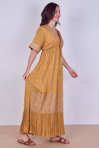 Boho Sequin Swirl Embroidered Maxi Dress - Dresses - British D'sire