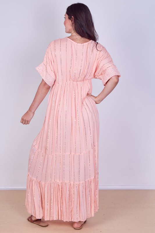 Boho Sequin Swirl Embroidered Maxi Dress - Dresses - British D'sire