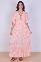 Boho Sequin Swirl Embroidered Maxi Dress - Dresses - British D'sire