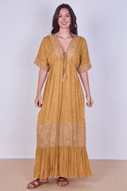 Boho Sequin Swirl Embroidered Maxi Dress - Dresses - British D'sire