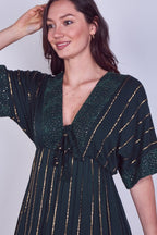 Boho Sequin Swirl Embroidered Maxi Dress - Dresses - British D'sire
