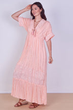 Boho Sequin Swirl Embroidered Maxi Dress - Dresses - British D'sire