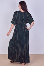 Boho Sequin Swirl Embroidered Maxi Dress - Dresses - British D'sire