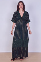 Boho Sequin Swirl Embroidered Maxi Dress - Dresses - British D'sire