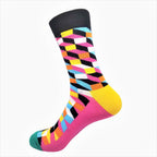 Colorful patterned sock on a white background