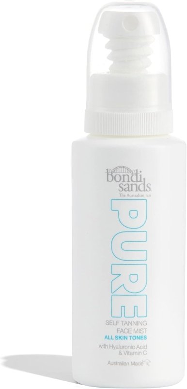 Bondi Sands PURE Self-Tanning Face Mist | Hydrating Lightweight Formula Gives a Natural Golden Glow, Enriched with Hyaluronic Acid, Vitamin C, and Vitamin E, Vegan + Cruelty Free | 70 mL/2.36 Oz - British D'sire