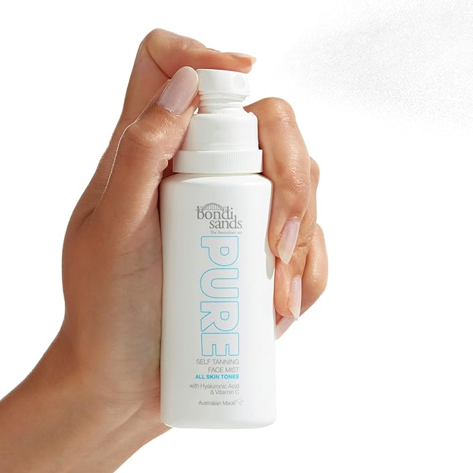 Bondi Sands PURE Self-Tanning Face Mist | Hydrating Lightweight Formula Gives a Natural Golden Glow, Enriched with Hyaluronic Acid, Vitamin C, and Vitamin E, Vegan + Cruelty Free | 70 mL/2.36 Oz - British D'sire