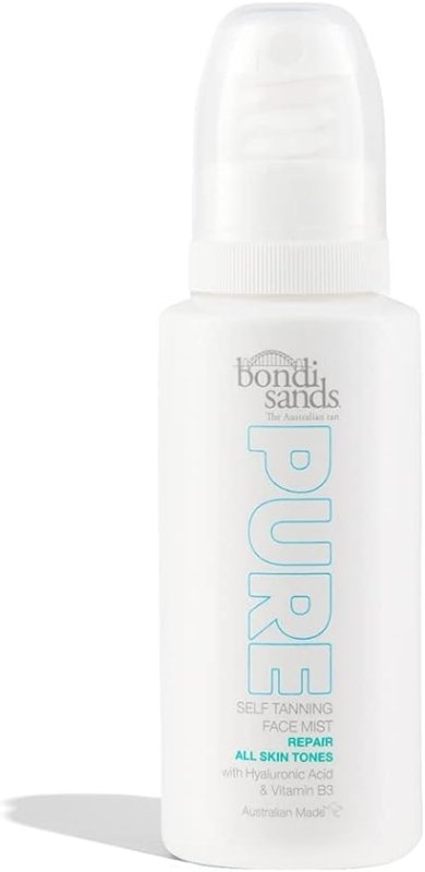 Bondi Sands Pure Self Tanning Face Mist Repair | Hyaluronic Acid & Vitamin B3 Formula Provides Hydrated, Glowing Skin, Non-Comedogenic, Dermatologically Tested, Vegan + Cruelty Free | 70 mL/2.36 Oz - British D'sire Main image