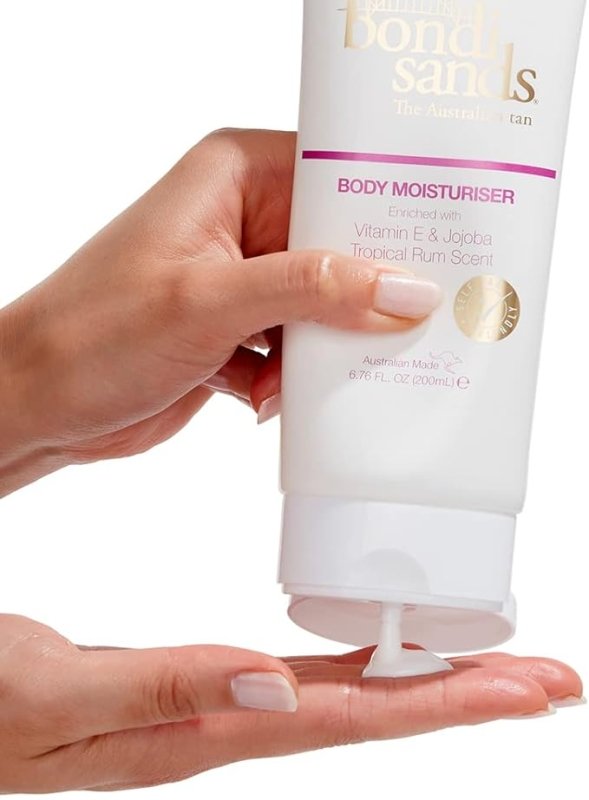 Bondi Sands Tropical Rum Body Moisturiser | pH Balanced Formula Helps Prolong Your Tan and Nourishes + Hydrates Skin with Vitamin E and Jojoba, Self Tan Friendly, Vegan + Cruelty Free | 200 mL/6.76 Oz - British D'sire Main image