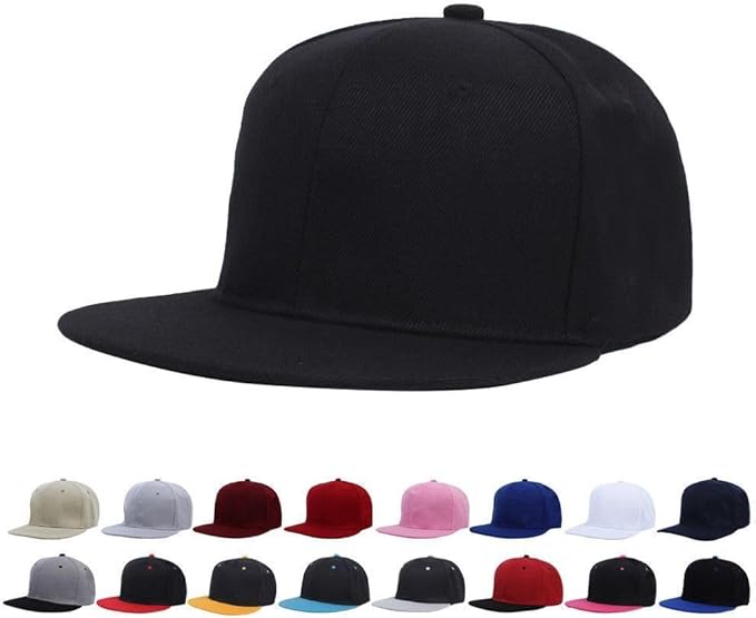 Boolavard Classic Snapback Hat Cap Hip Hop Style Flat Bill Blank Solid Color Adjustable Size - Hats & Caps - British D'sire