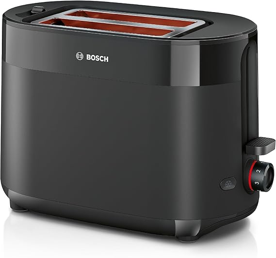 Bosch MyMoment Delight TAT2M123GB - Compact 2 - Slice Toaster with Reheat/Defrost, Integrated Bun Warmer, Auto Shut - Off, High Lift and Crumb Tray, in Matte Black - Toaster - British D'sire