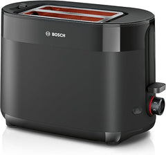 Bosch MyMoment Delight TAT2M123GB - Compact 2 - Slice Toaster with Reheat/Defrost, Integrated Bun Warmer, Auto Shut - Off, High Lift and Crumb Tray, in Matte Black - Toaster - British D'sire