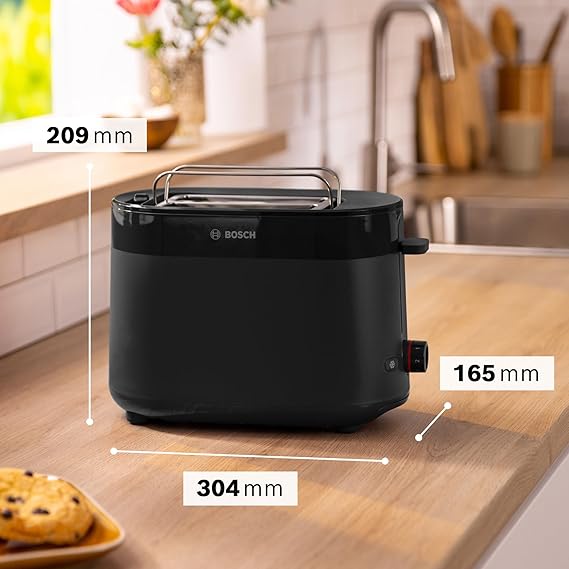 Bosch MyMoment Delight TAT2M123GB - Compact 2 - Slice Toaster with Reheat/Defrost, Integrated Bun Warmer, Auto Shut - Off, High Lift and Crumb Tray, in Matte Black - Toaster - British D'sire