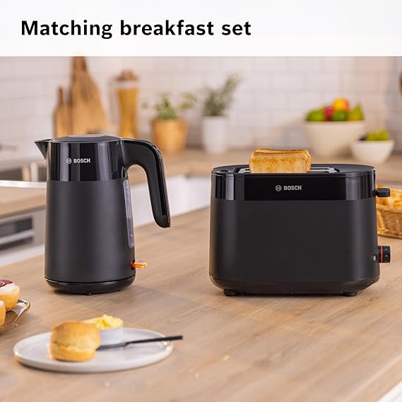 Bosch MyMoment Delight TAT2M123GB - Compact 2 - Slice Toaster with Reheat/Defrost, Integrated Bun Warmer, Auto Shut - Off, High Lift and Crumb Tray, in Matte Black - Toaster - British D'sire