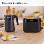 Bosch MyMoment Delight TAT2M123GB - Compact 2 - Slice Toaster with Reheat/Defrost, Integrated Bun Warmer, Auto Shut - Off, High Lift and Crumb Tray, in Matte Black - Toaster - British D'sire