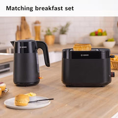 Bosch MyMoment Delight TAT2M123GB - Compact 2 - Slice Toaster with Reheat/Defrost, Integrated Bun Warmer, Auto Shut - Off, High Lift and Crumb Tray, in Matte Black - Toaster - British D'sire
