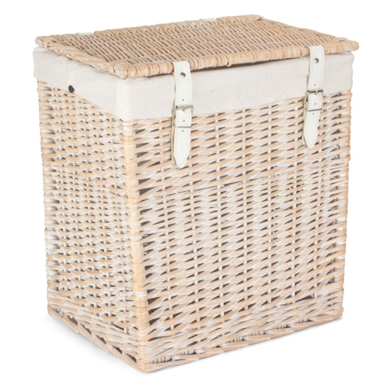 Boutique White Wash Storage Laundry Hamper With Lining - Laundry Baskets - British D'sire
