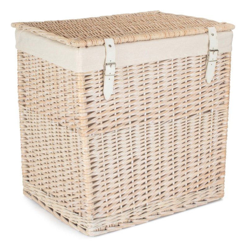 Boutique White Wash Storage Laundry Hamper With Lining - Laundry Baskets - British D'sire