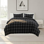 Box Dot Pattern Duvet Cover Set Soft Easy Care Contemporary Bedding - Single - Grey - British D'sire