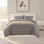 Box Dot Pattern Duvet Cover Set Soft Easy Care Contemporary Bedding - Super King - Grey - British D'sire