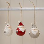 Box of 3 Ceramic Santa Baubles - Figurines - British D'sire