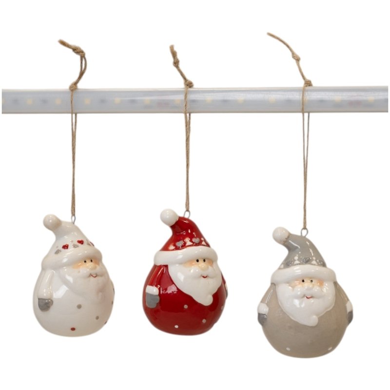 Box of 3 Ceramic Santa Baubles - Figurines - British D'sire Main image