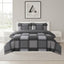 Box Print Duvet Cover Set Contemporary Square Pattern Bedding - Double - Black - British D'sire