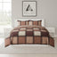 Box Print Duvet Cover Set Contemporary Square Pattern Bedding - Single - Chocolate - British D'sire