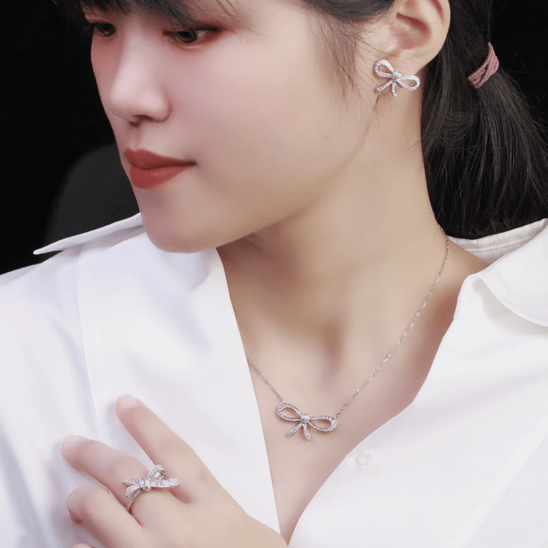 Brand new high quality pure silver bow necklace fashion design jewellery necklace - Necklaces & Pendants - British D'sire