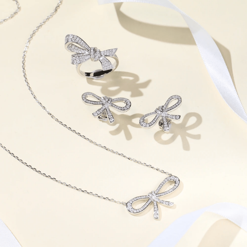 Brand new high quality pure silver bow necklace fashion design jewellery necklace - Necklaces & Pendants - British D'sire