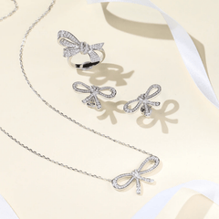 Brand new high quality pure silver bow necklace fashion design jewellery necklace - Necklaces & Pendants - British D'sire