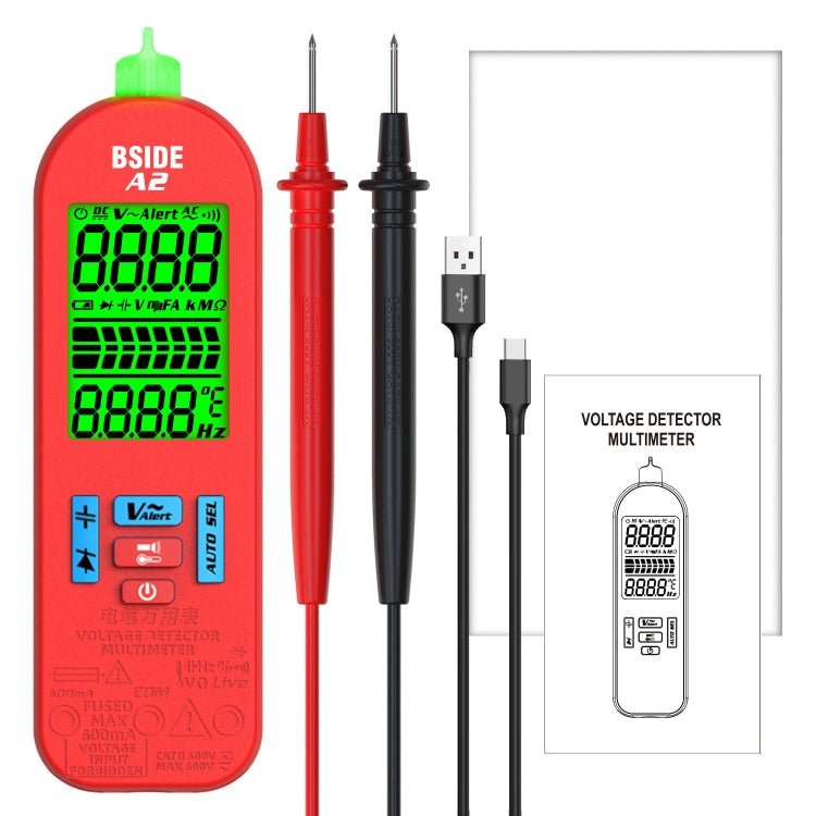 BSIDE A2 Charging Model Mini Digital Auto - Ranging Pencil Multimeter, Specification: Standard - British D'sire