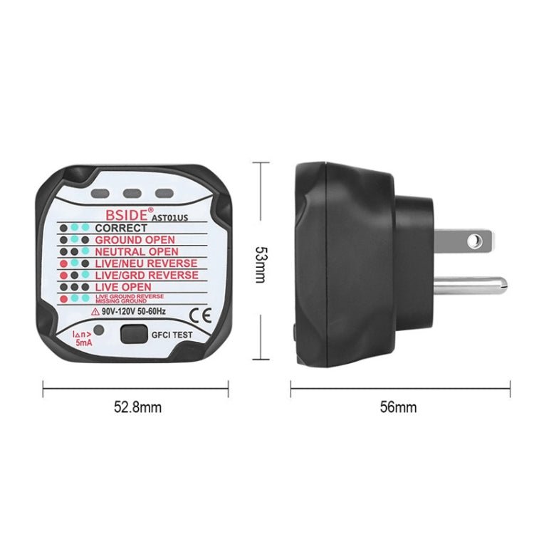 BSIDE AST01 Plug Power Tester Electrical Socket Detector US Plug Secondary image